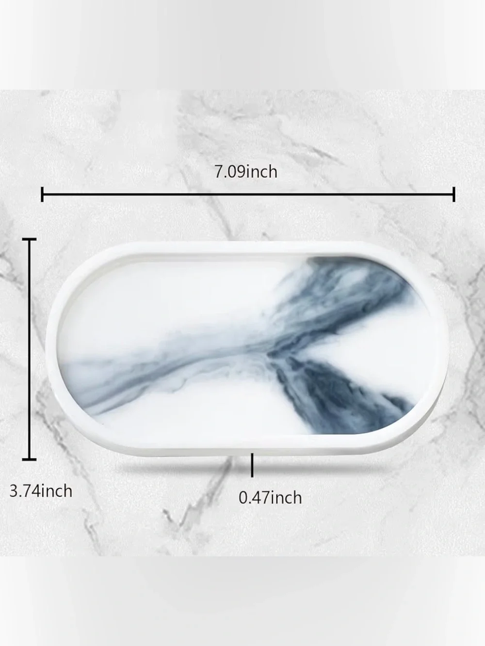 Like 🆕 Resin Oval Marble look Vanity Tray